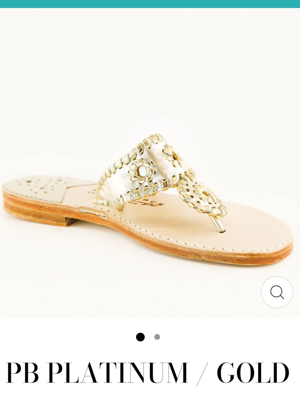 Palm Beach Platinum Gold Leather Thong Sandals Sz 9 Resort Quiet Luxury Coastal - Picture 2 of 16